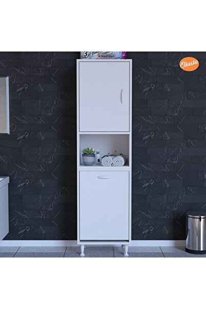Modilayn 50 x 163,4 x 32,5 cm 2 Kapak Üç Bölmeli Kirli Çamaşır Dolabı Sepetli Banyo Dolabı