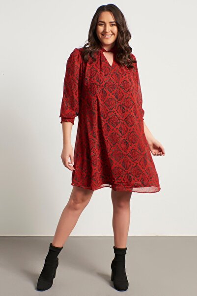 MYLİNE Gimped Chiffon Dress with Collar Detail