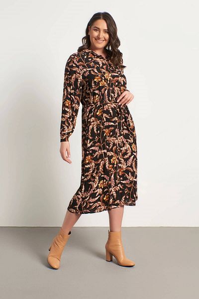 MYLİNE Belted Shirt Dress with Pockets