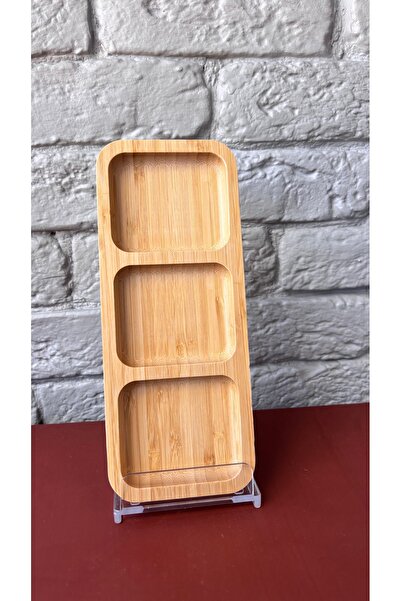 ARİN MODA ARİN HOMTEKSDEN BAMBU KARE 3 BÖLMELİ BÜYÜK BOY TABAK ÖLÇÜLER -24/10 CM