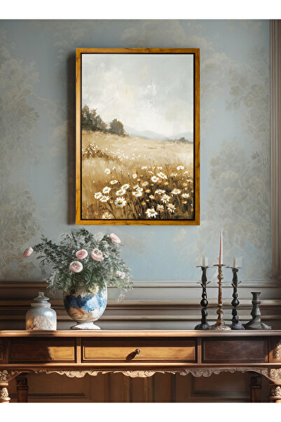 LOWHA لوحة فنية جدارية من القماش ممدودة على إطار خشبي عائم بألوان الخشب ولوحة...