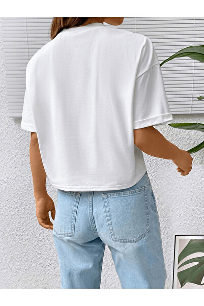 EFFRENATU Endless Light Printed Crew Neck Short Sleeve Girls T-Shirt