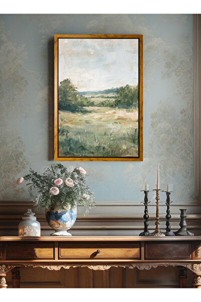 LOWHA لوحة فنية جدارية من القماش مشدودة على إطار خشبي مع إطار عائم بلون الخشب...