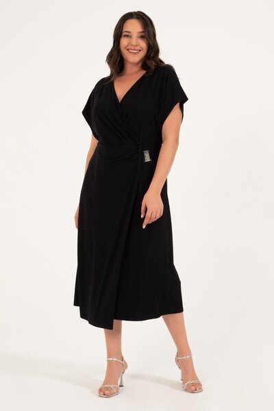 MYLİNE Wrap Dress with Metallic Detail