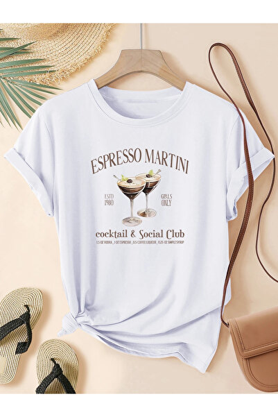 l'eivor Espresso Martini Štampano Beli Žene Pamuk T-shirt