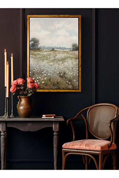 LOWHA لوحة فنية جدارية من القماش مشدودة على إطار خشبي عائم بألوان الخشب مع لو...