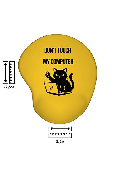 IVART Don'T Touch My Computer Oval Mouse Pad with Printed Wristband Support