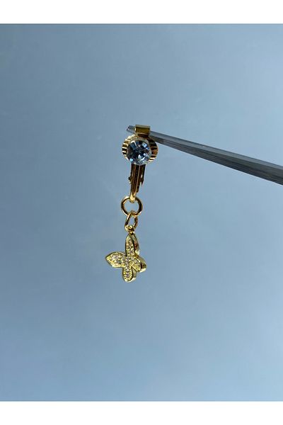 kurukafagift Steel Belly Piercing Butterfly Glossy Model with Magnet for Non-Perforated Use