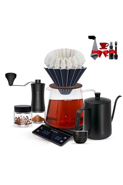 MIBRU V60 Coffee Set 11 Piece Coffee Drip Coffee Making Kit Premium Pour Over Manual Grinder Dripper