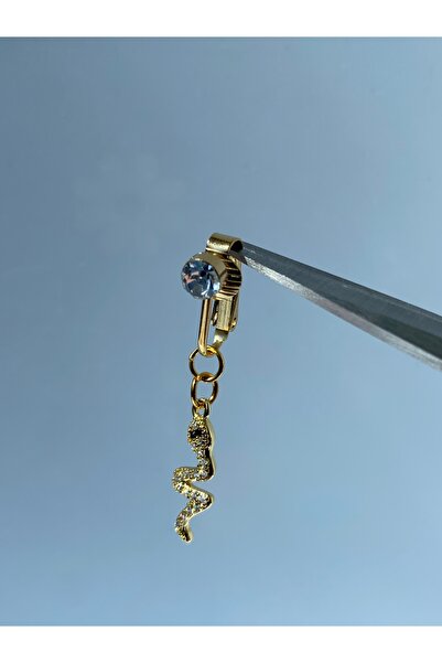 kurukafagift Çelik Göbek Piercing Mıknatıslı Sıkıştırmalı Kullanımlı Taşlı Sa...