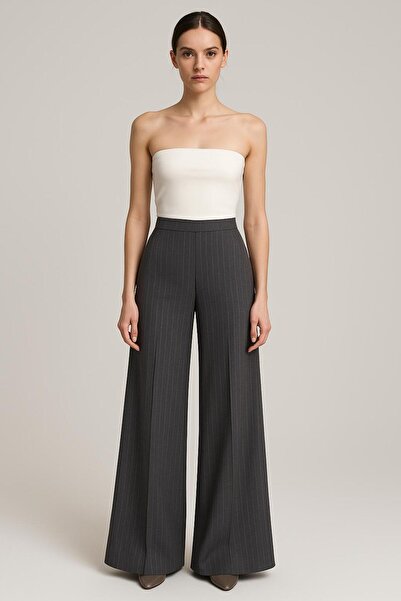 MERT ERKAN Geniş Paça İtalyan Kumaş Şık Yüksek Bel Pantolon