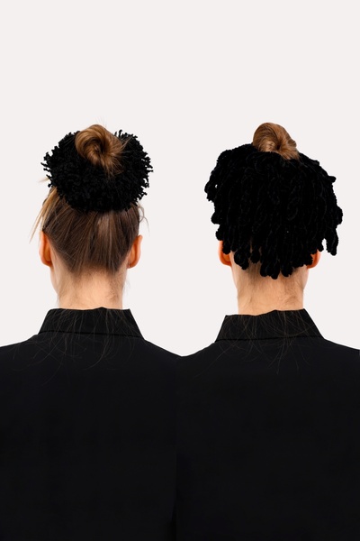 Loggia Velvet and Arabian Hair Bun Hairpin Set of 2 Black Full Elastic Hijab Women's Hairpin 2 Pieces