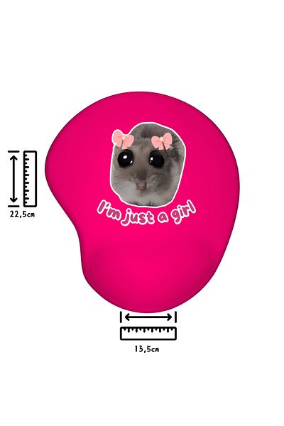 IVART I Am Just a Girl- Sad Hamster Printed Oval Mouse Pad with Bracelet Support