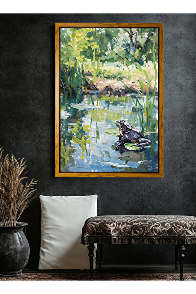 LOWHA لوحة فنية جدارية من القماش ممدودة على إطار خشبي عائم بألوان خشبية ولوحة...