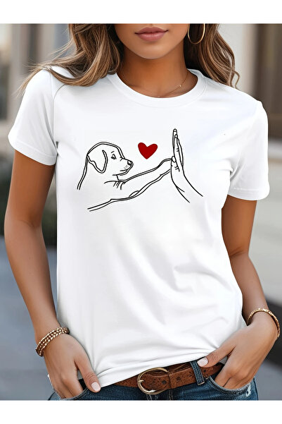 l'eivor Pas Pet Štampano Bela Ženka Pamuk T-shirt