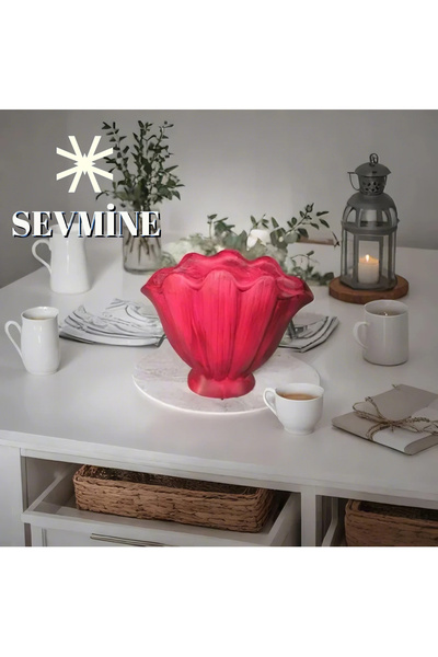 SEVMİNE Blood Red 16 cm Modern Trend Oyster Vase - an Elegant Touch to Your Spaces