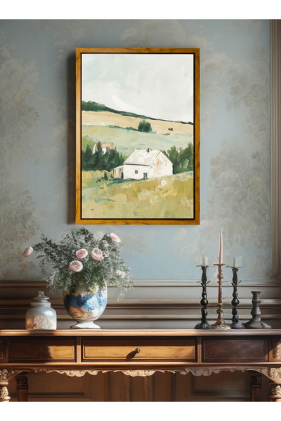 LOWHA لوحة فنية جدارية من القماش مشدودة على إطار خشبي عائم بألوان الخشب مع لو...