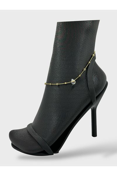 Arnes Jewelry Steel Zircon Stone Drop Dorical Anklet