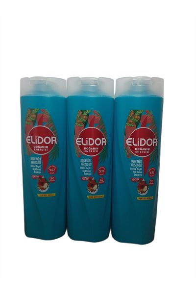 Elidor 400 مل × 3 قطع شامبو بخلاصة زيت الأرغان والكركديه