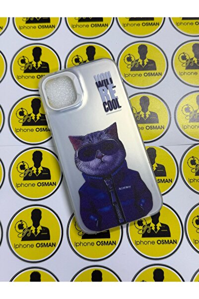 Empro soffany iphone 11 kedi desenli rugan silikon kılıf gri nimmy