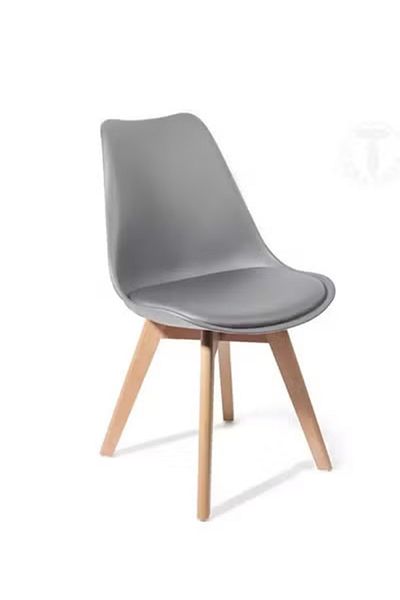 Taimi Pack Of 6 Mid Century Modern Side Chair , PU Leather Soft Padded Seats and Solid Wood Legs Gray