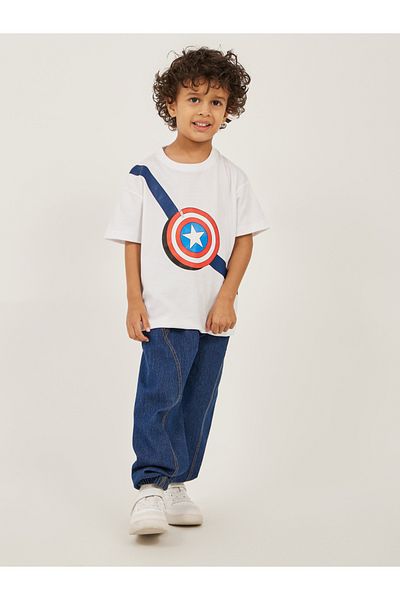 Styli Captain America Graphic Print Dropped Shoulder Oversized T-Shirt