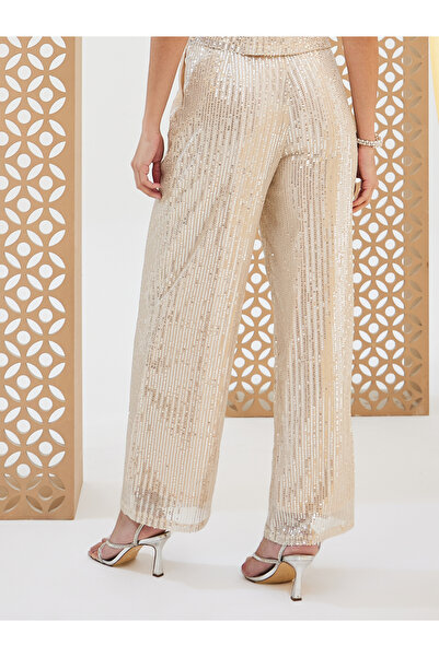 Styli Cream Wide Leg Sequin Pants