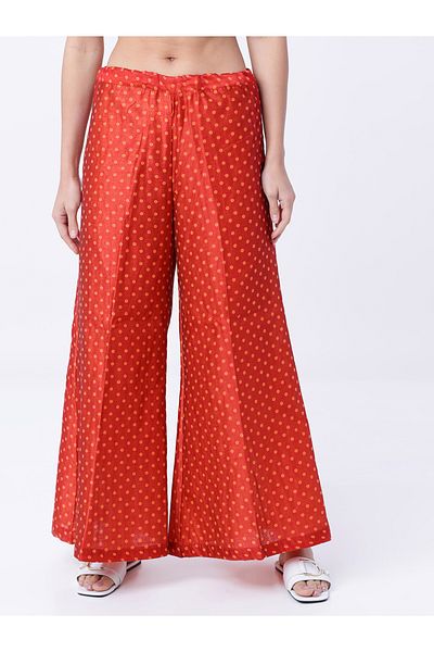 Vishudh By Styli Women Red Regular Fit Printed Parallel Pant