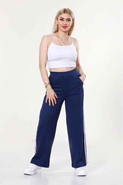 NEWCO Pantaloni de sport casual pentru femei, cu dungi laterale, cu picioare ...