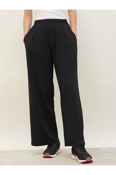 Styli Mid Rise Wide Leg Pants with Elasticated Waistband