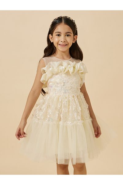 Styli Embellished Ruffled Detail Sleeveless Dress