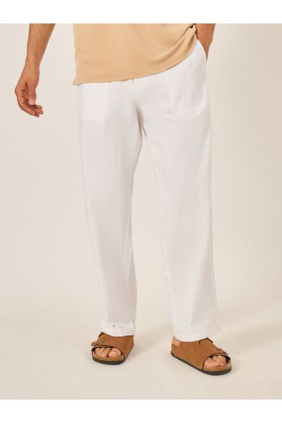 Styli Slub Twill Relaxed Fit Pants with Drawcord Waistband