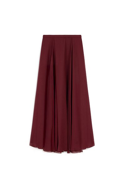 praye Fusta din tul din sifon cu detaliu burgundy