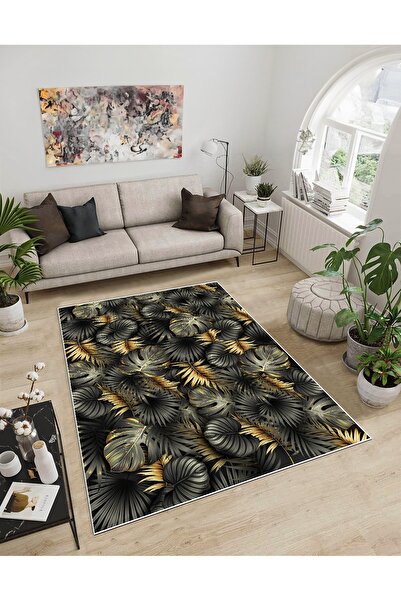 Dijidekor Shine M(93) Covor decorativ digital cu imprimeu negru, fără franjur...