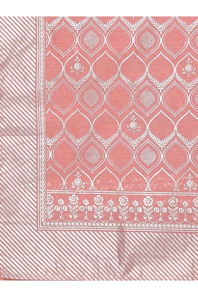 Vishudh By Styli Blue Embroidered Chanderi Kurta Set with Pink Dupatta