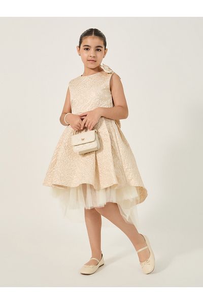 Styli Jacquard Mesh Hem Sleeveless Dress