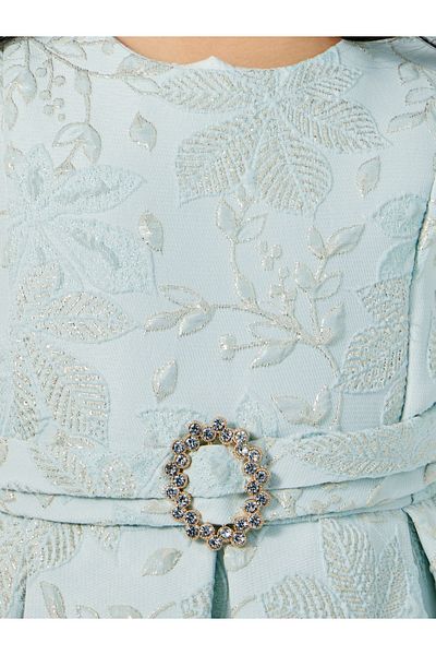 Styli Jacquard Sleeveless Pleated Dress