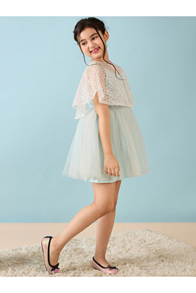 Stylo Bug By Styli Embellished Cape Sleeves A-Line Dress