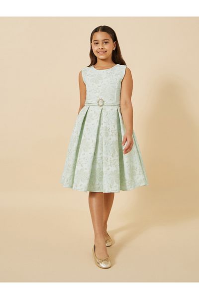 Styli Embroidered Sleeveless Pleated Dress