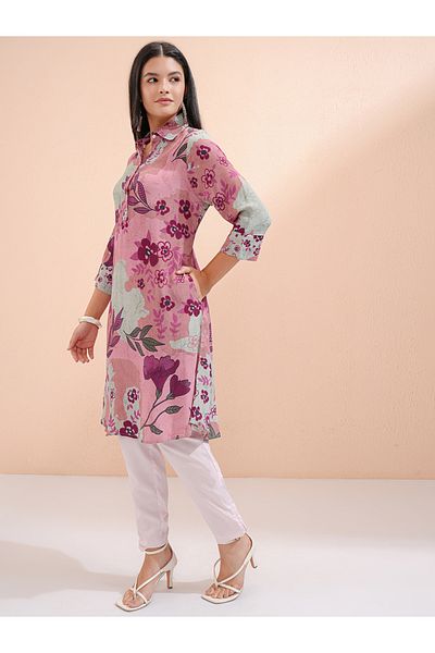 Vishudh By Styli Women Purple Floral Printed Viscose Kurta