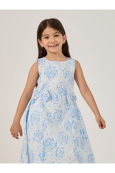 Styli All-Over Print Sleeveless Dress with Side Bow Detail
