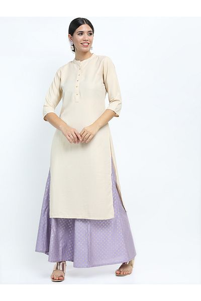 Vishudh By Styli Women Cream Straight Kurta