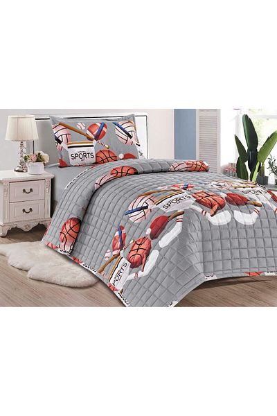Moon Single Bedspread, 3-Piece Compressed Quilt Set with Children's Drawings, Quilt Size 160x210 cm