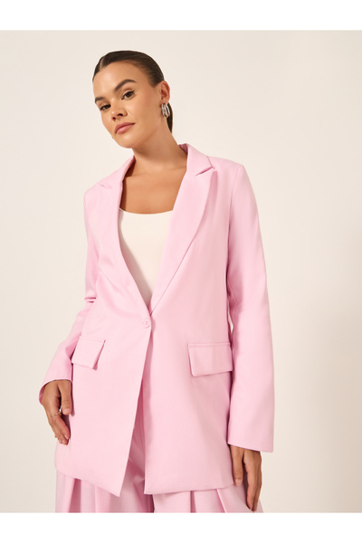 Styli Pink Single Breasted Blazer