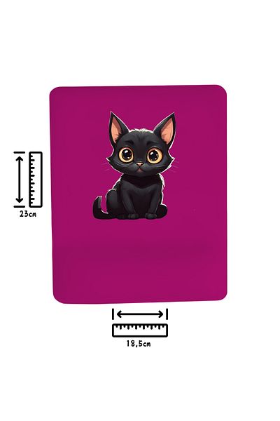 IVART Cute Black Cat Printed Rectangular Purple Mouse Pad with Wrist Support