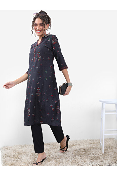 Vishudh By Styli Floral Printed Thread Work Kurta