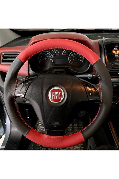 HASBAY DİKİŞLİ DİREKSİYON KILIFI SİYAH DERİ KIRMIZI DERİ KIRMIZI DİKİŞLİ FIAT...
