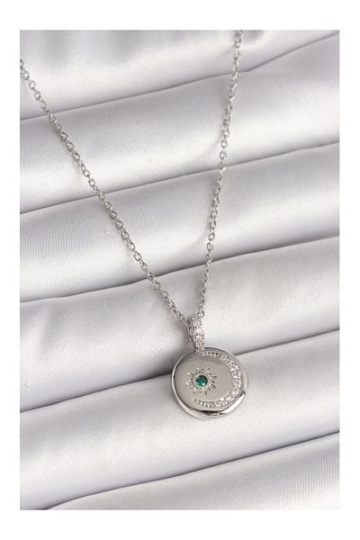 Clariss 316L الصلب الفضة اللون سلسلة المنجد مع حجر الزركون المطرزة الهلال ستار نموذج قلادة المرأة