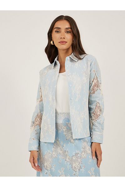 Styli Lace Boxy Buttoned Top