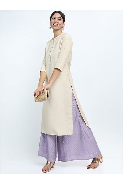Vishudh By Styli Women Cream Straight Kurta